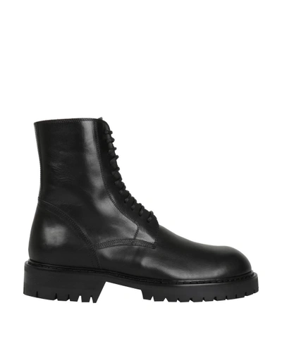 Shop Ann Demeulemeester Black Leather Army Boots In Nero