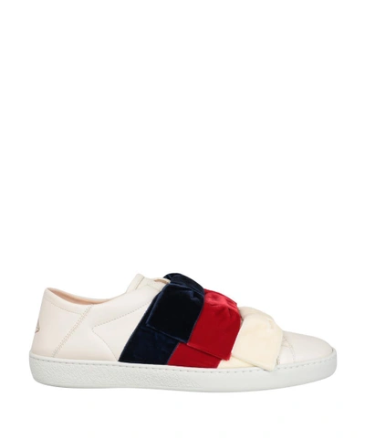 Shop Gucci White Leather Ace Sneakers In Bianco