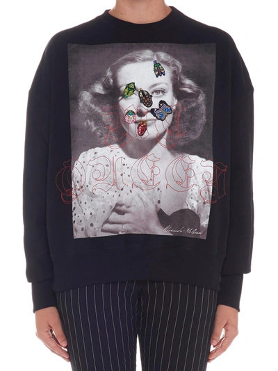 Shop Alexander Mcqueen 'portrait Bug' Sweatshirt In Black