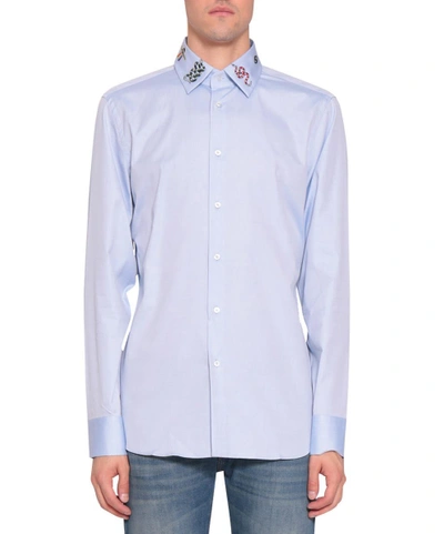 Shop Gucci Cotton Shirt In Azzurro