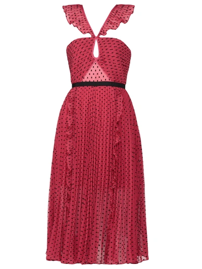 Shop Self-portrait Polka Dots Dress In Fuchsia