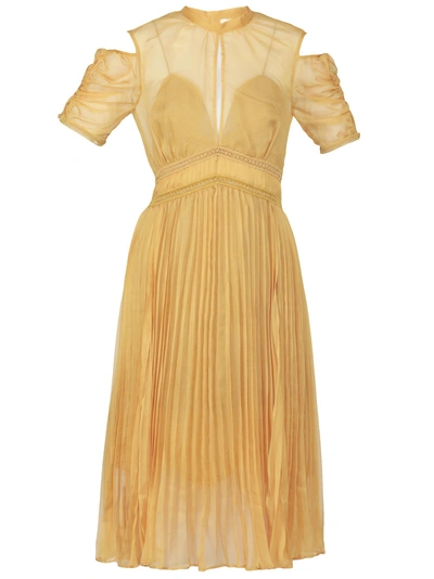 Shop Self-portrait Chiffon Dress In Yellow