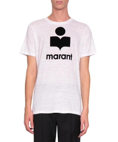 Shop Isabel Marant White Linen Karman T-shirt In Bianco