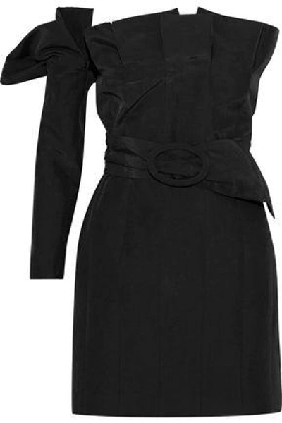 Shop Carmen March Strapless Pleated Ponte Mini Dress In Black
