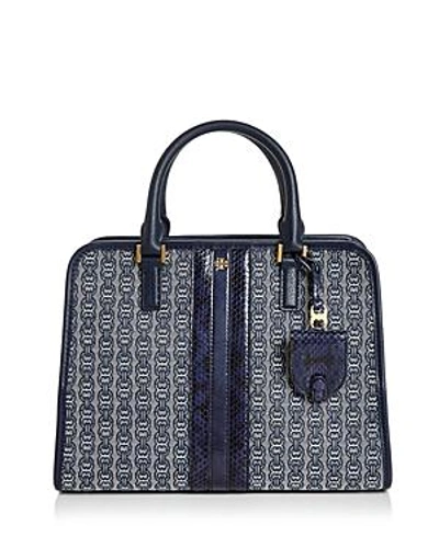 Shop Tory Burch Gemini Link Jacquard Tote In Tory Navy Blue