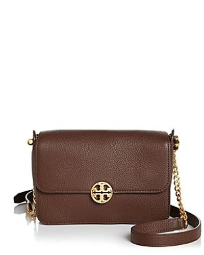Shop Tory Burch Chelsea Leather Crossbody In Buffalo Brown/gold