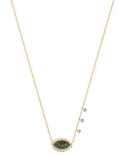 Shop Meira T 14k Yellow & 14k White Gold Multicolor Diamond Evil Eye Pendant Necklace, 18 In Multi/gold