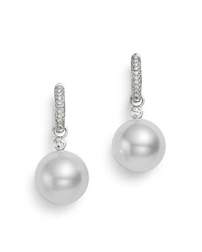 Shop Tara Pearls 18k White Gold Diamond & White South Sea Cultured Pearl Drop Earrings