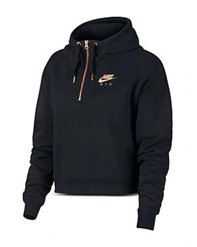 Nike Air Half-zip Hooded Sweatshirt In Black/rose Gold | ModeSens