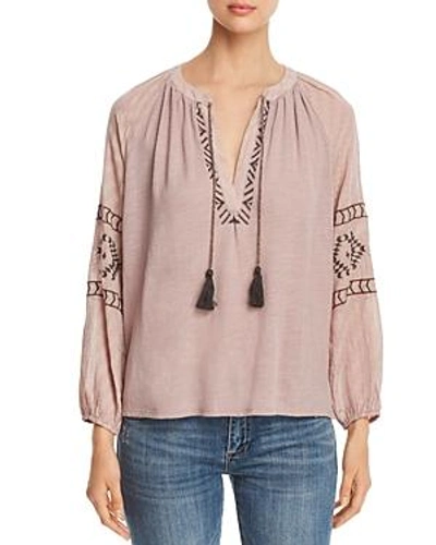 Shop Lucky Brand Embroidered Peasant Top In Dusty Mauve