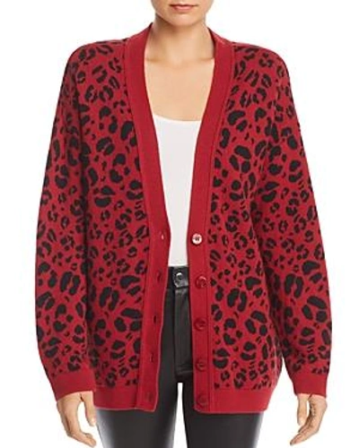 Shop Anine Bing Justine Leopard-print Cardigan In Red