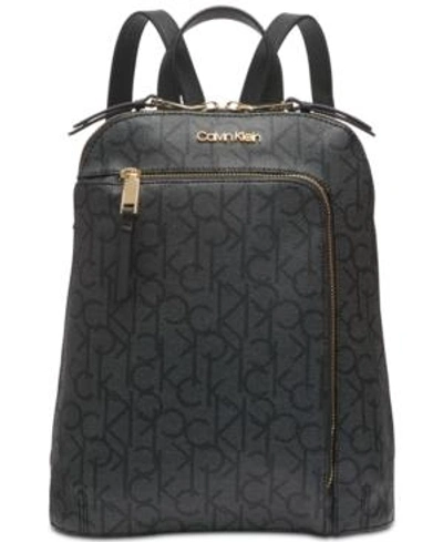 Shop Calvin Klein Hudson Signature Backpack In Asphalt/black/gold