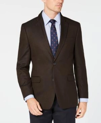 Shop Tommy Hilfiger Men's Modern-fit Th Flex Stretch Herringbone Sport Coat In Brown