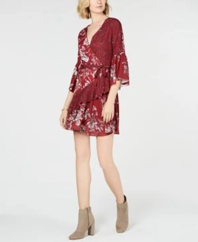 Shop French Connection Ellette Faux-wrap Dress In Ellette Deep Framboise Multi