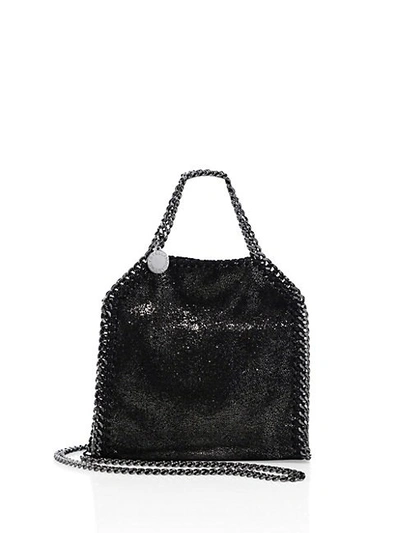 Shop Stella Mccartney Falabella Tiny Baby Bella Shimmer Faux-suede Tote In Ruthenium
