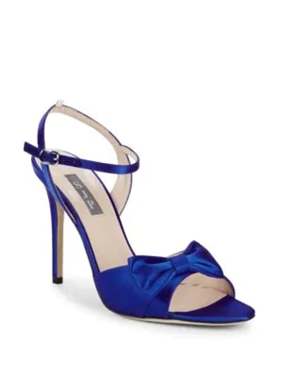 Shop Sjp By Sarah Jessica Parker Louise Satin Bow Stiletto Sandals In Blue