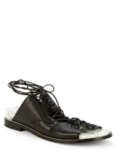 Shop Kelsi Dagger Brooklyn Olympia Leather Lace-up Backless Sandals In Black