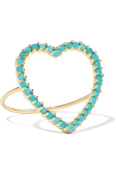 Shop Jennifer Meyer Open Heart 18-karat Gold Turquoise Ring