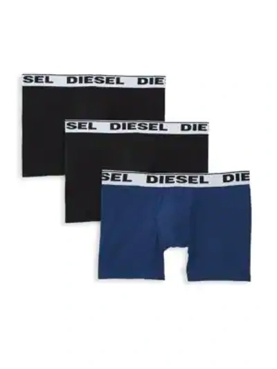 Shop Diesel Umbx Sebastian 3-pack Boxer Briefs In Blue Multi