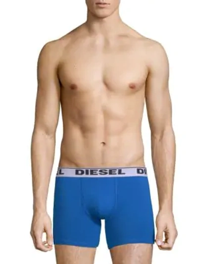 Shop Diesel Umbx Sebastian 3-pack Boxer Briefs In Blue Multi