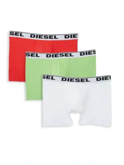 Shop Diesel Umbx Sebastian 3-pack Boxer Briefs In Green Red