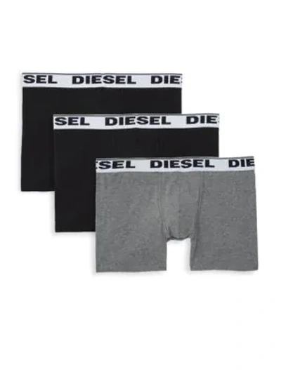 Shop Diesel Umbx Sebastian 3-pack Boxer Briefs In Grey Black