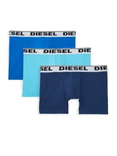 Shop Diesel Umbx Sebastian 3-pack Boxer Briefs In Medium Blue