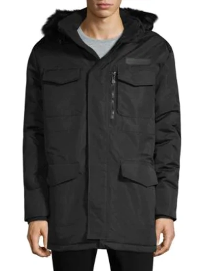 Shop Noize Amsterdam Faux Fur-trimmed Hooded Jacket In Black