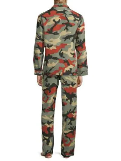 Shop Valentino 2-piece Silk Camouflage Pajama Set In Camo Green