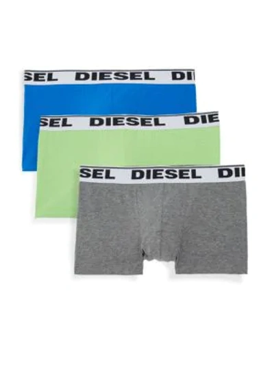 Shop Diesel Umbx Kory 3-pack Boxer Briefs In Green Grey