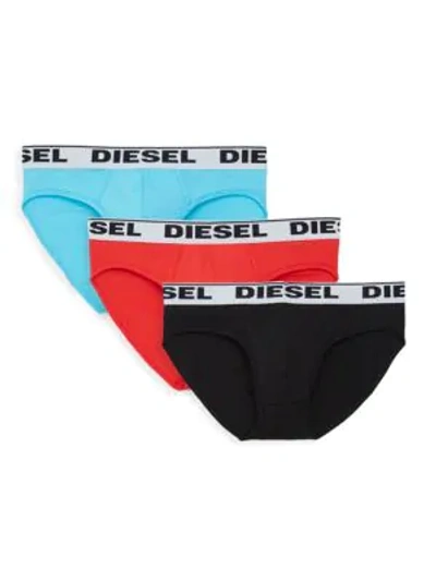 Shop Diesel Umbr Andre 3-pack Briefs In Blue Red Black