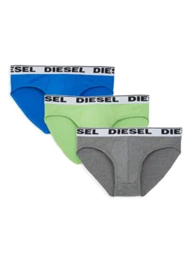 Shop Diesel Umbr Andre 3-pack Briefs In Green Grey