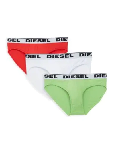 Shop Diesel Umbr Andre 3-pack Briefs In Green Red