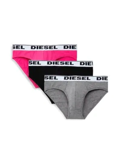 Shop Diesel Umbr Andre 3-pack Briefs In Grey Multi