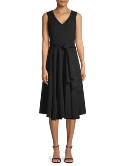 Shop Sjp By Sarah Jessica Parker Tie-back Fit-and-flare Dress In Black