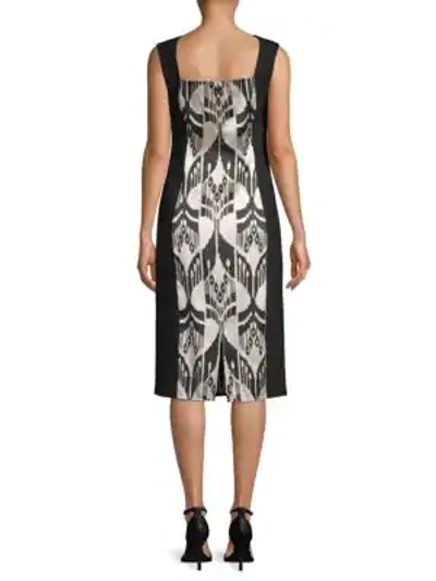 Shop Oscar De La Renta Printed Sleeveless Knee-length Dress In Black Cream