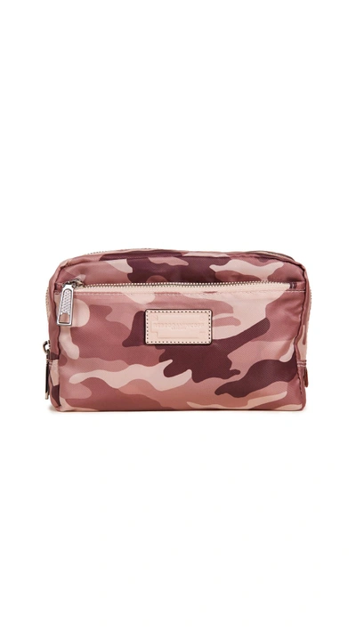 Shop Rebecca Minkoff Nylon Cosmetic Pouch In Light Pink Camo