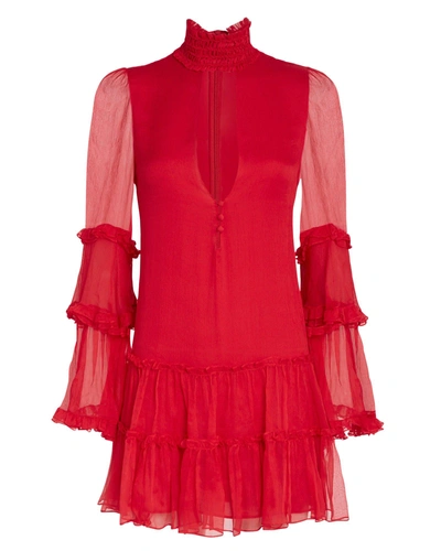 Shop Alexis Naoko Ruffle Mini Dress In Red