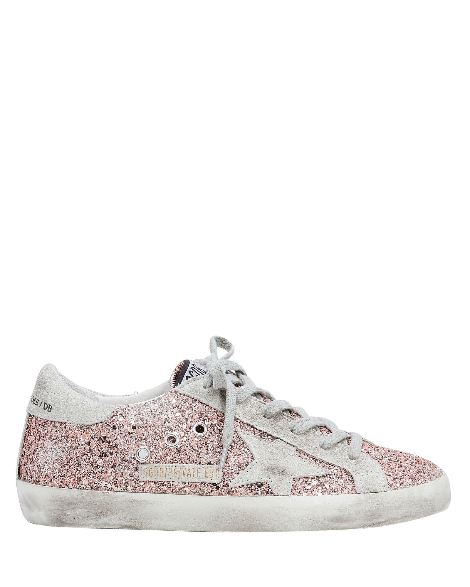 pink glitter golden goose sneakers