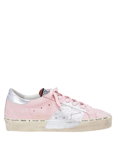 Shop Golden Goose Hi Star Silver Paint Pink Leather Low-top Sneakers