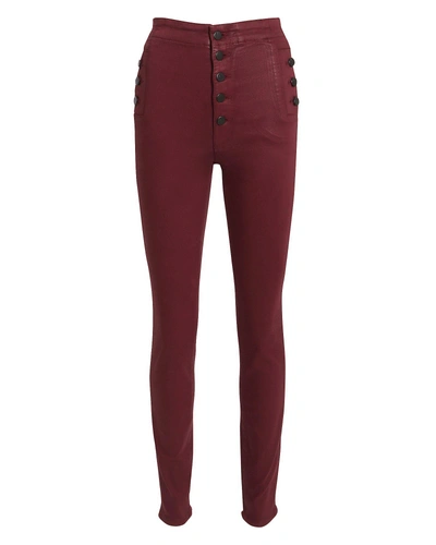 J Brand Natasha Dark Red Coated Skinny Jeans Dark Red Denim | ModeSens