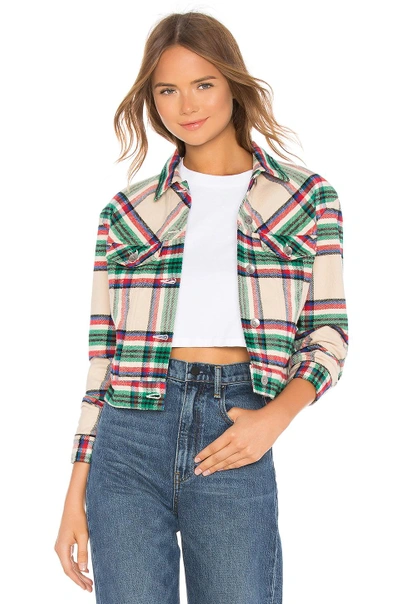 Shop Father's Daughter Kathleen Box Crop Jacket In Tan