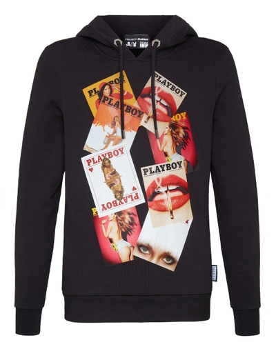 Shop Philipp Plein Hoodie Sweatshirt Playboy In Black