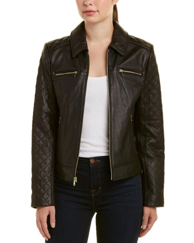 Shop Cole Haan Leather Jacket In Nocolor