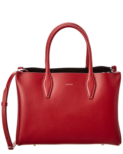 Shop Lanvin Mini Journee Leather Tote In Red