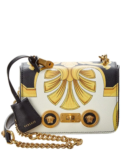 Shop Versace Small Icon Leather Shoulder Bag In Black