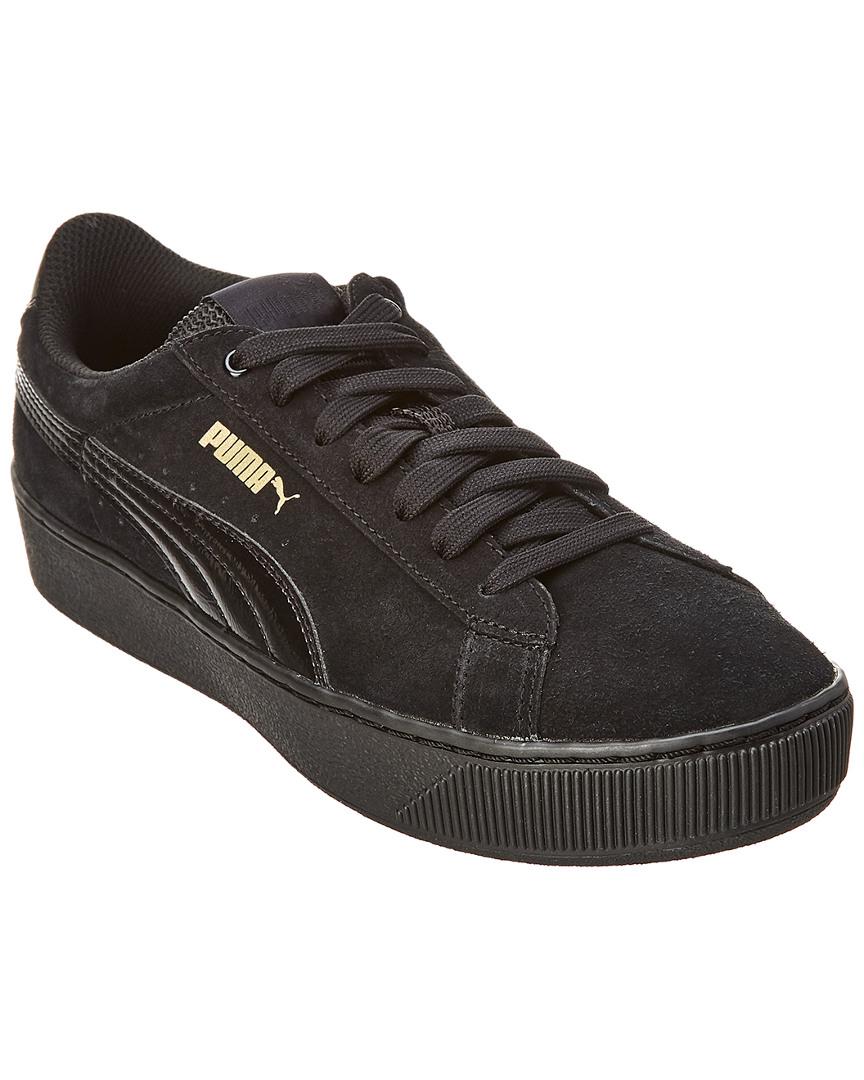 Puma Vikky Suede Sneaker In Black 
