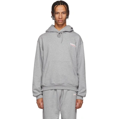 Shop Balenciaga Grey Campaign Logo Hoodie In 1300 Grey