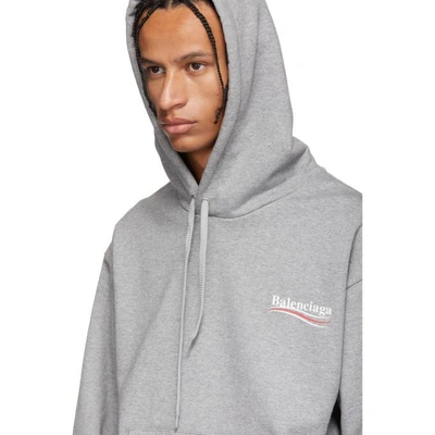 Shop Balenciaga Grey Campaign Logo Hoodie In 1300 Grey