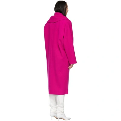 Shop Marc Jacobs Pink Wool Shawl Collar Coat In 672 Hotpink